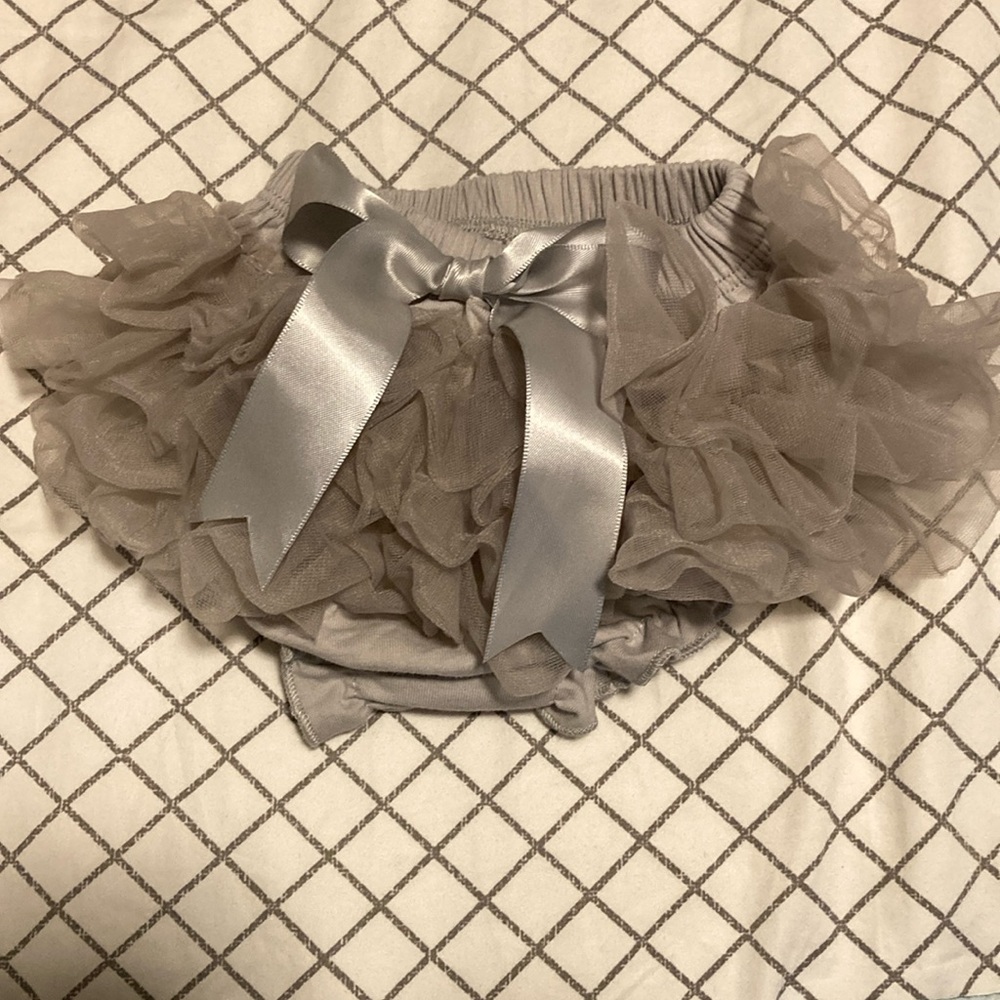 Grey Ruffle Diaper Cover
